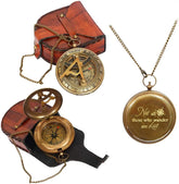 Brass sundial compass with vintage design and antique finish